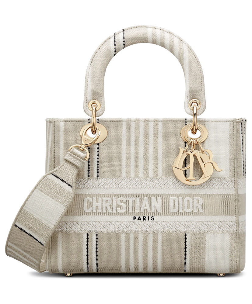 Christian Dior Medium Lady D lite Bag Canva Apricot